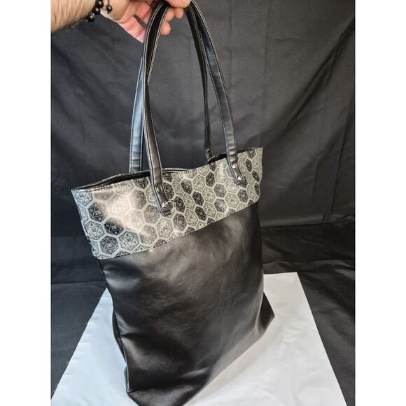 ThinkGeek D20 D&D Large Black Tote Bag Faux Leather Dungeons and Dragons main image 10